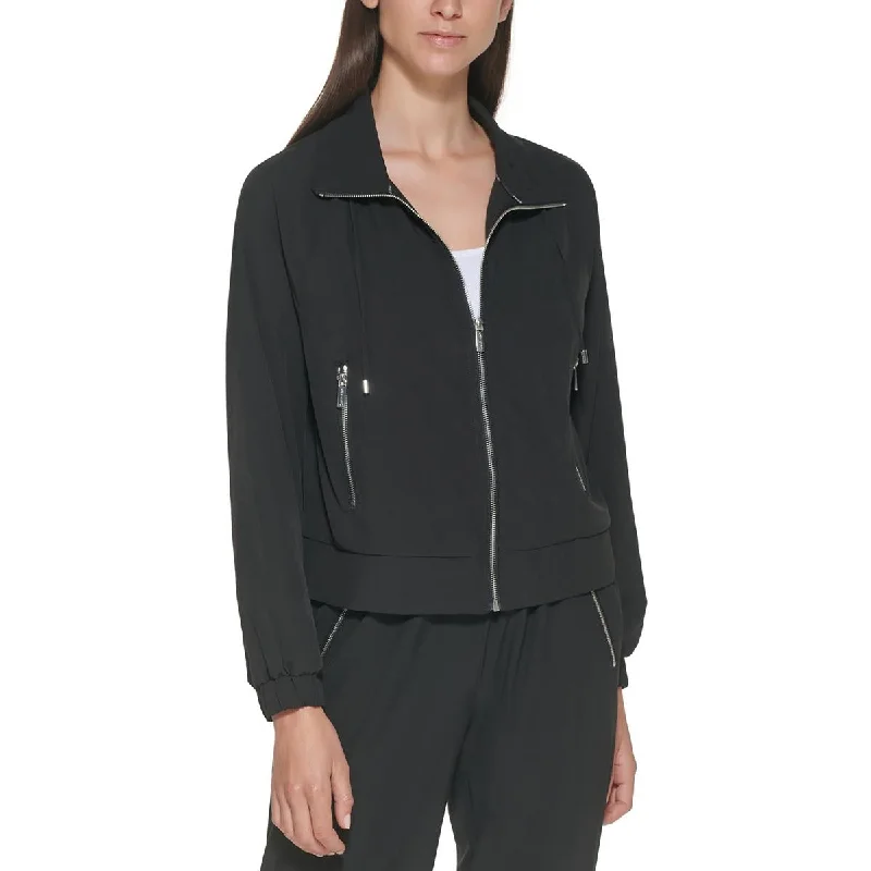 Calvin Klein Womens Stretch Zipper Overcoat