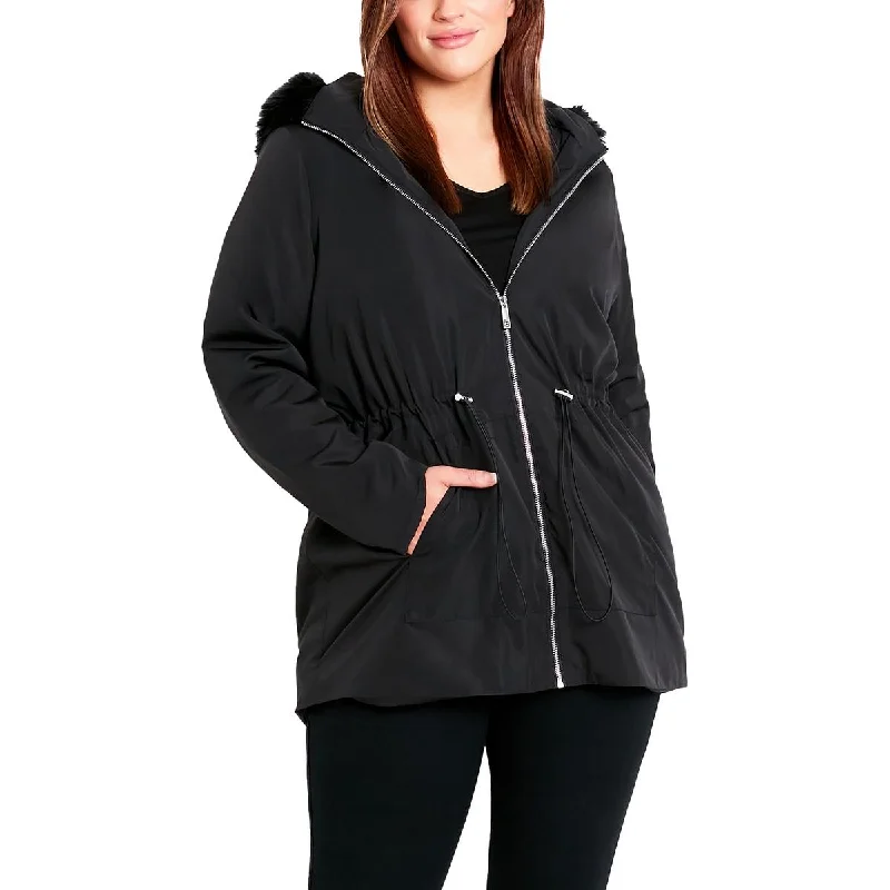 Evans Womens Faux Fur Trim Lightweight Anorak Jacket