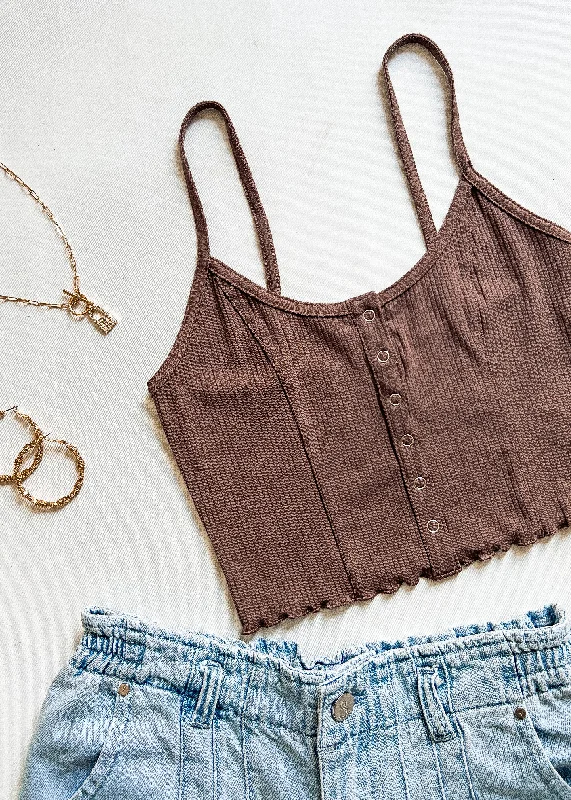 "Basic Necessity" Ribbed Crop Tank - Mocha (S-3XL)Athletic tank