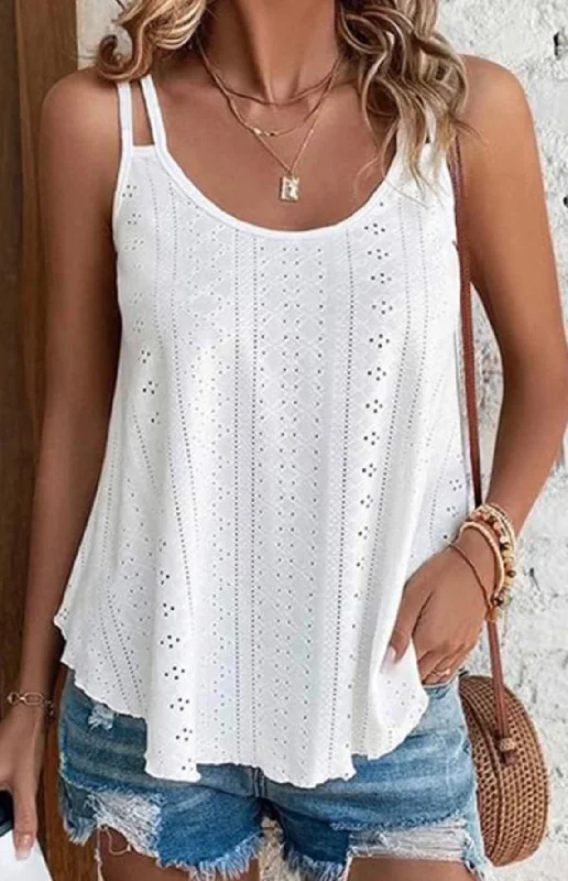 Eyelet Strappy Scoop-Neck Tank TopCompression jacket