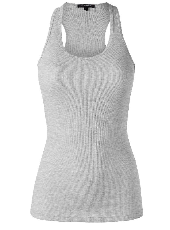 Women'Ss Ribbed Tank top, Racerback Scoop Neck Active (FWT1010)Breathable vest