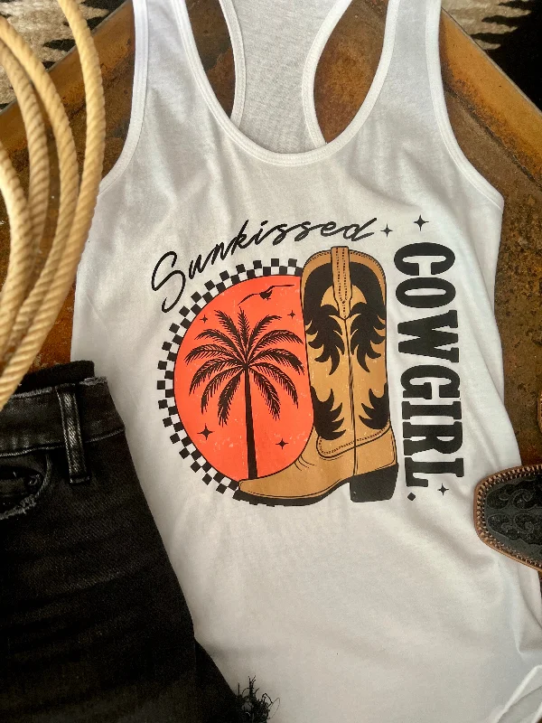 Sunkissed Cowgirl Graphic Racerback Tank*Athletic tank