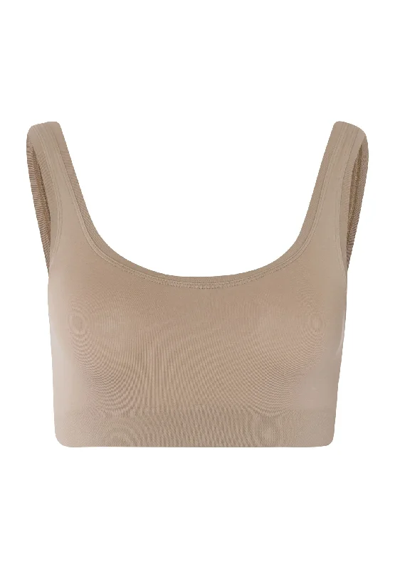 CroptoptextureTouch Feeling Crop Top | Deep Taupe 71810-2828