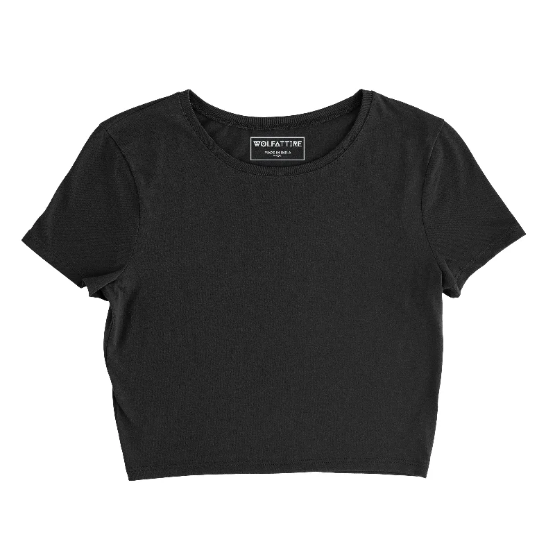 CroptopchicPlain Black Crop Top