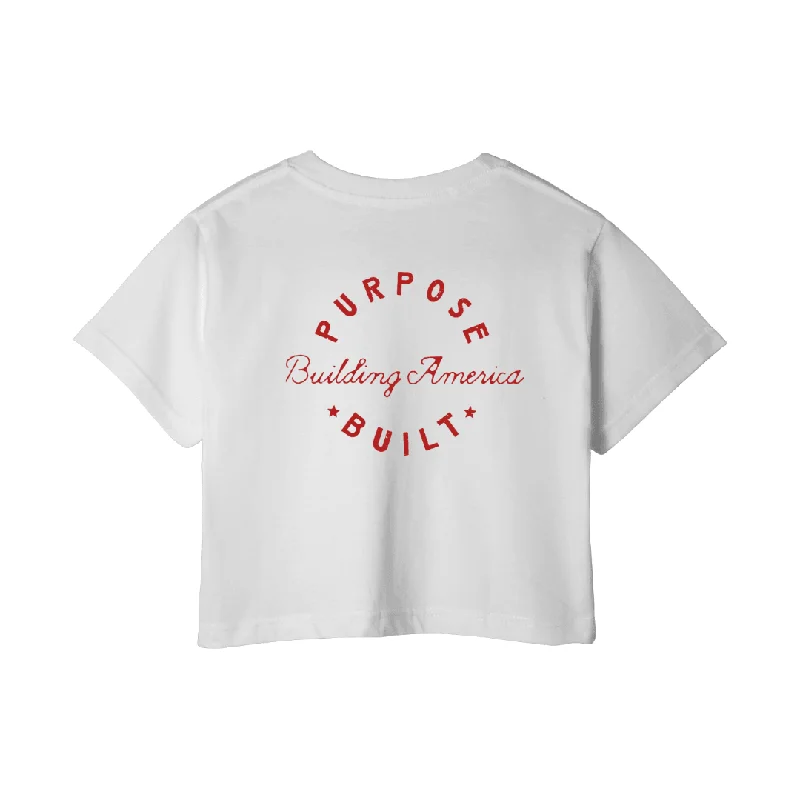 CroptoptimelessBuilding America Crop Top - White