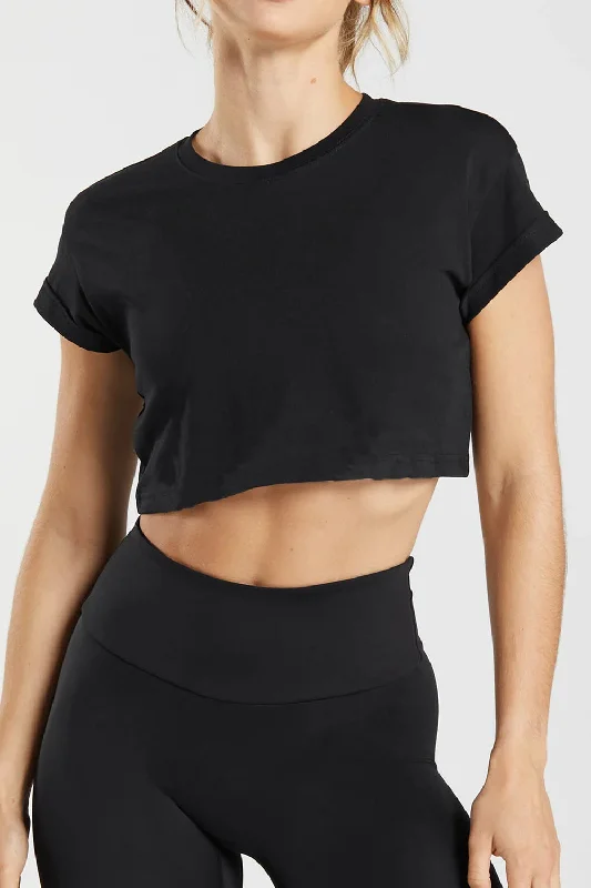 CroptopprintCamila Black Crop Top