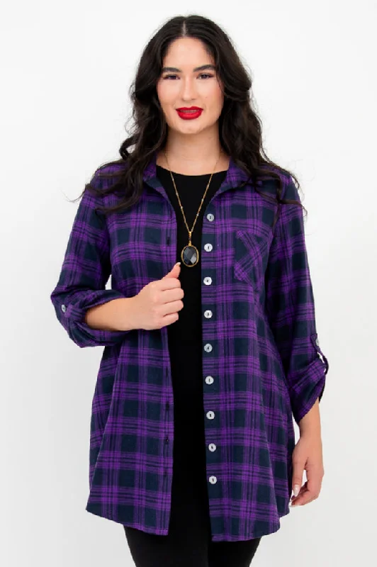 TunicTopStrataCeline Tunic, Acai Plaid, Cotton