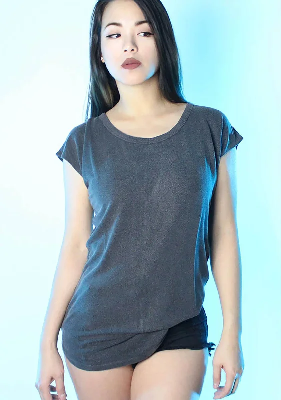 TunicTopCrystalCut It Out Tunic Top in Charcoal