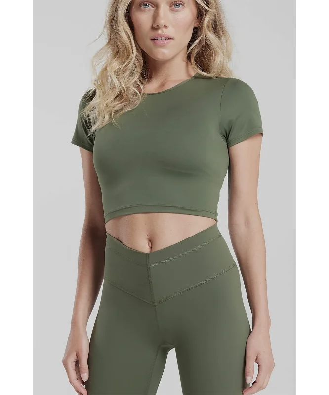 CroptopsilkEleanor Olive Green Crop Top