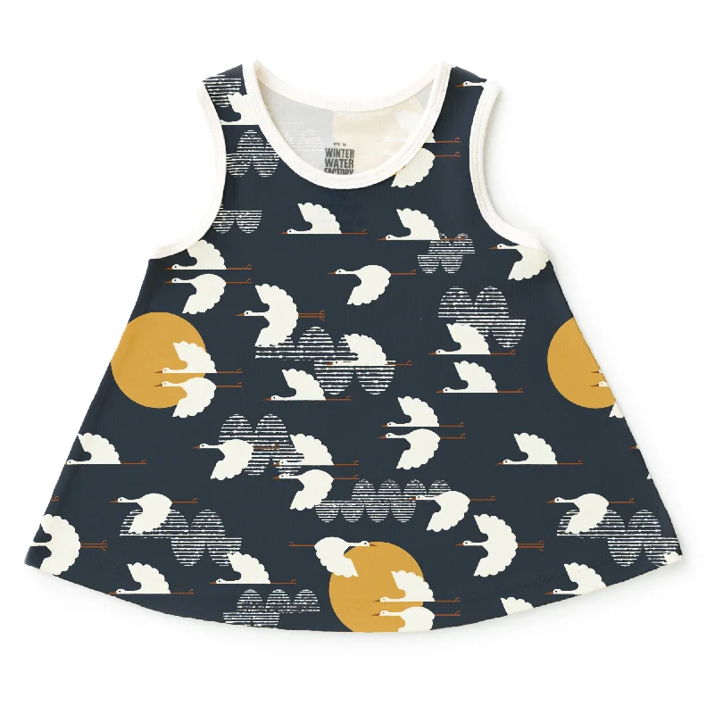 TunicTopBronzeIris Baby Tunic - Cranes Night Sky