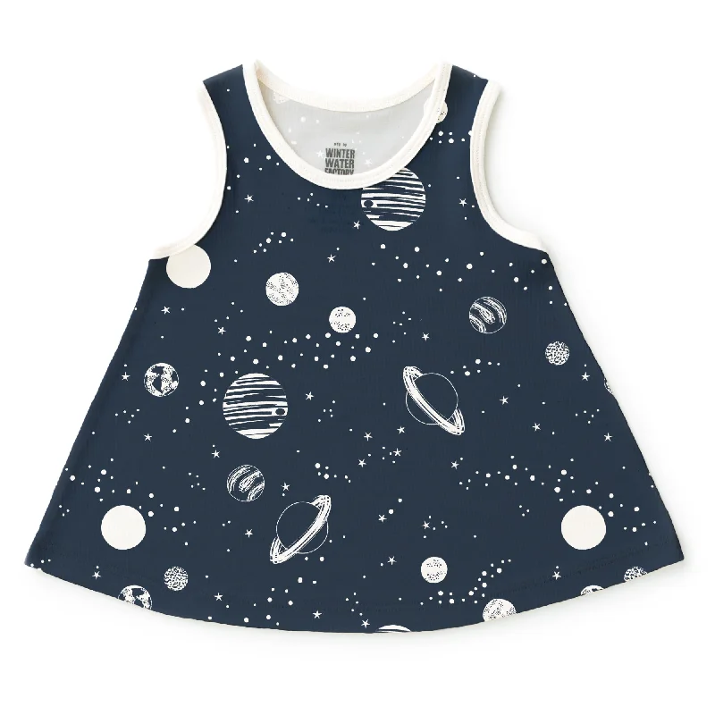 TunicTopSilverIris Baby Tunic - Planets Night Sky