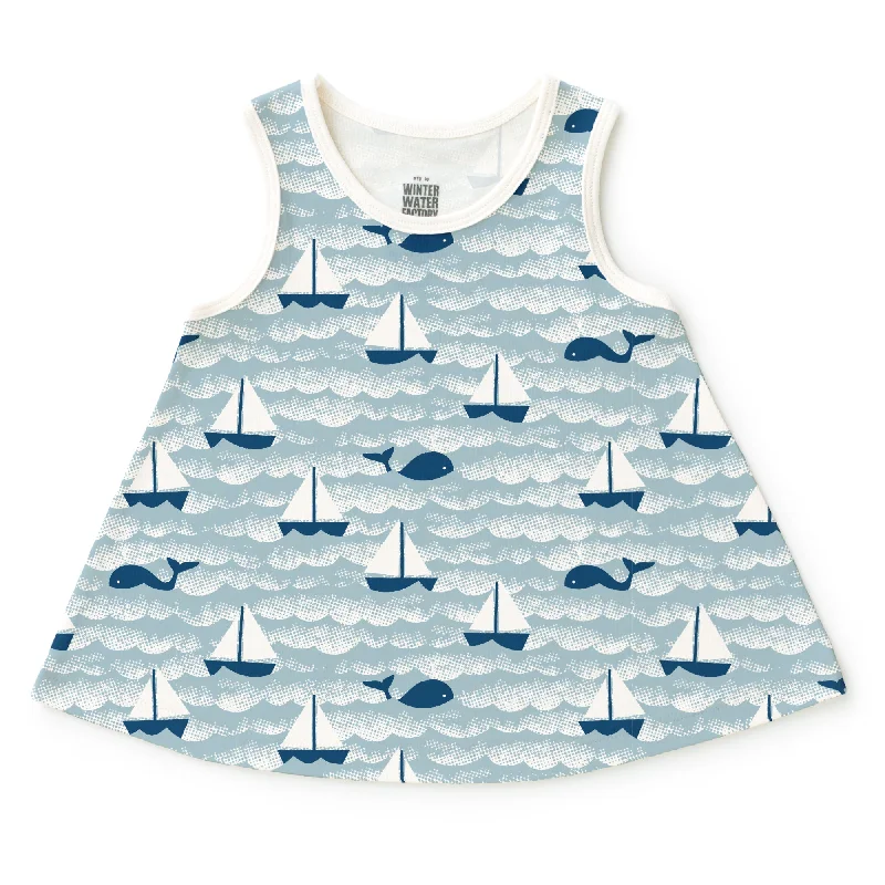 TunicTopKrakenIris Baby Tunic - Sailboats Ocean Blue & Navy