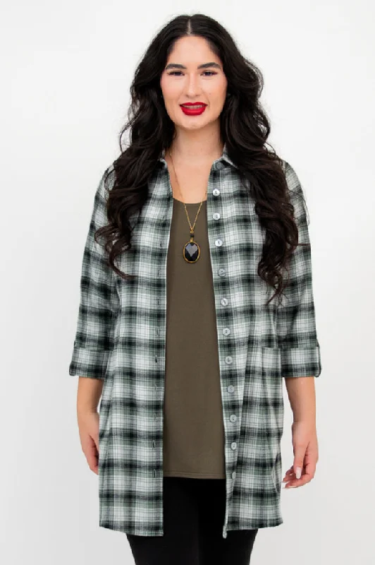 TunicTopOasisLarissa Tunic, Mint Plaid, Cotton