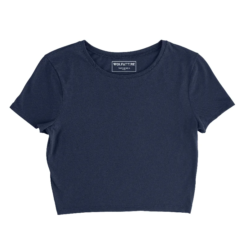 CroptopminimalPlain Navy Blue Crop Top