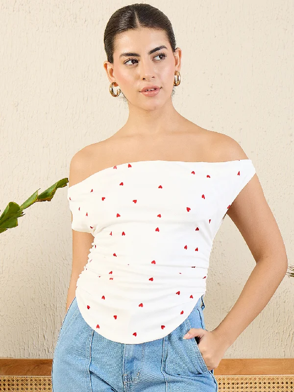 CroptopstripesPrinted Cotton Stretchable Draped Crop Top