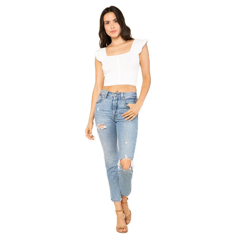 CroptopwebRAGA Kensley Women's Cap Sleeve Square Neck Crop Top