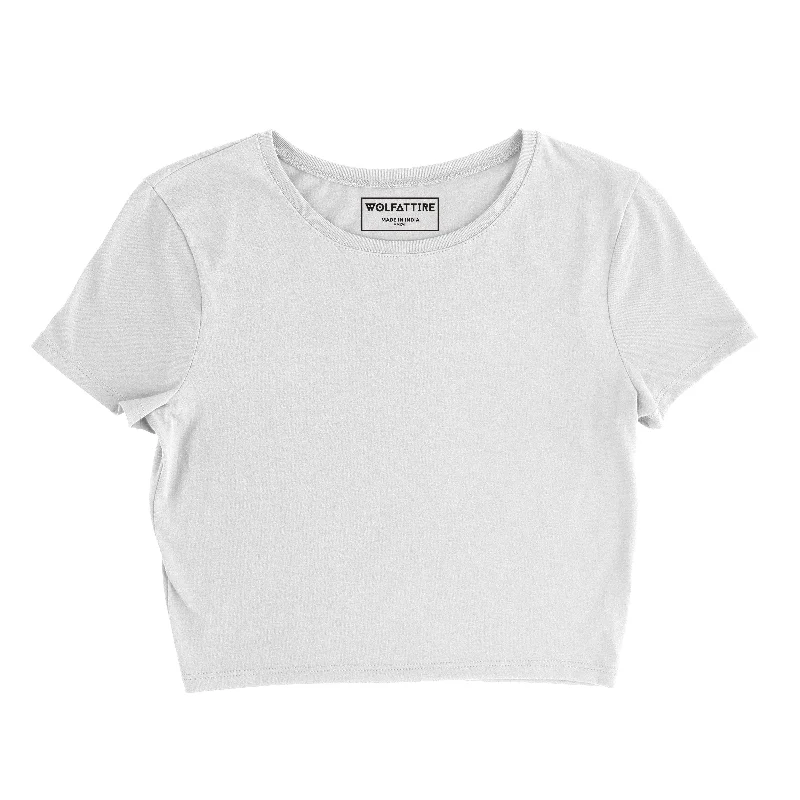 CroptopvintagePlain White Crop Top