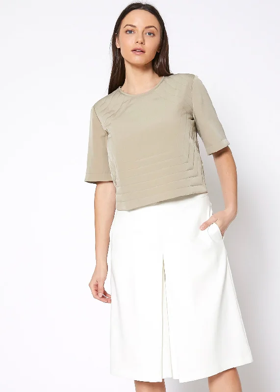 CroptopvirtualWomen's Embossed Short Sleeve Crop Top