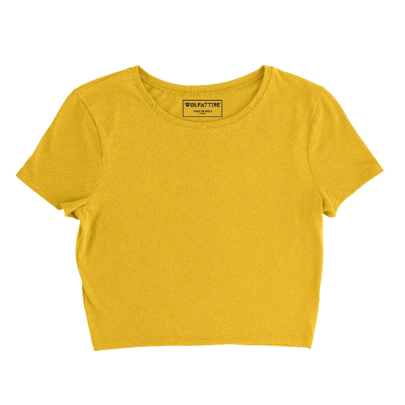 CroptopuniquePlain Golden Yellow Crop Top