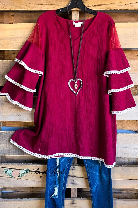 TunicTopHaloYou'll Remember Tunic - Crimson - 100% COTTON