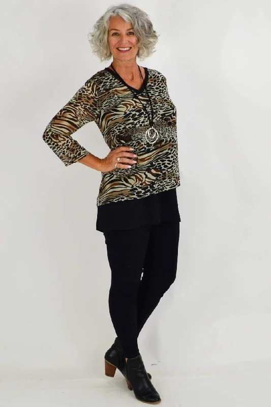 TunicTopPlatinumAnnie Animal Print Tunic Top