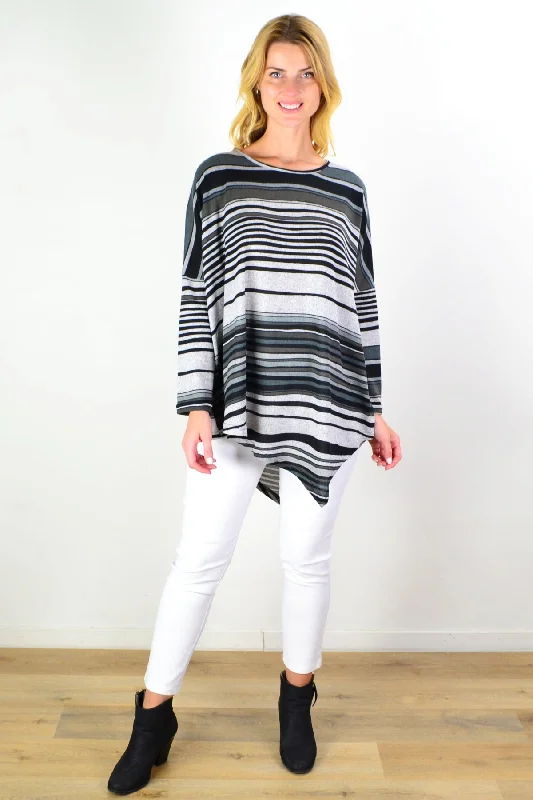 TunicTopSilverBlack N Grey Walk My Way Fleece Tunic Top