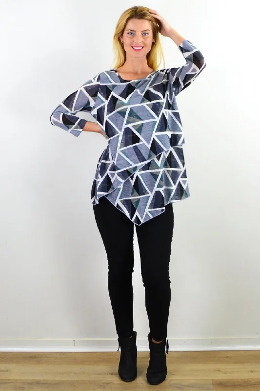 TunicTopDiamondTriangle Double Layered Tunic Top