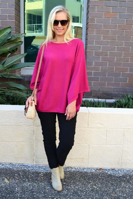 TunicTopBronzeHot Pink Rounded Tunic Poncho