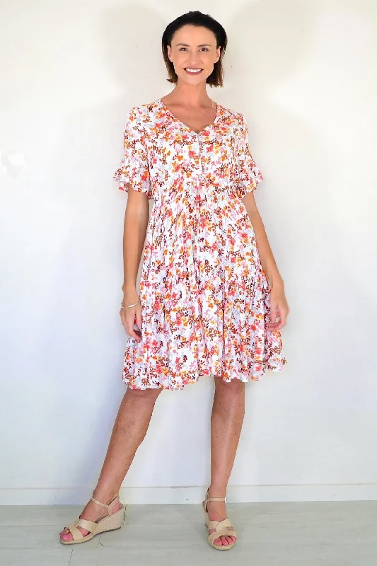 TunicTopCurrentOrange Brown Floral Tunic Dress