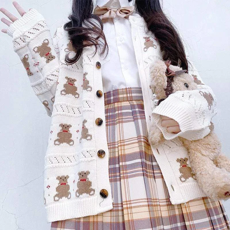 Bear Loose Knitted Cardigan