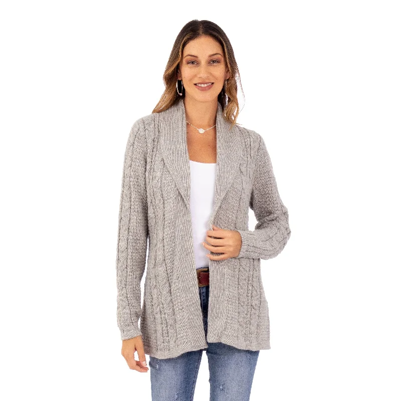 Handmade Classic Chic Versatile Light Grey Cardigan in Soft Blend (Peru)