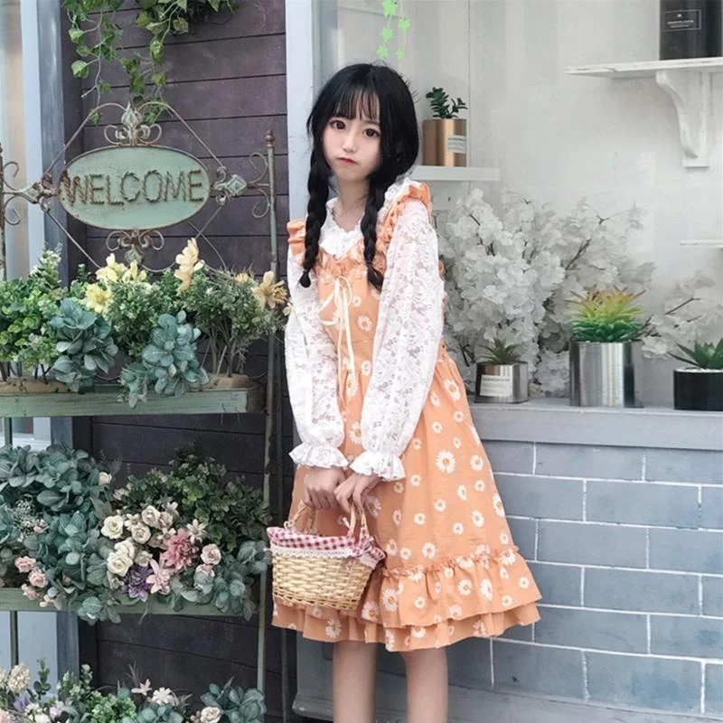 Harajuku Floral Ruffles Slip Dress