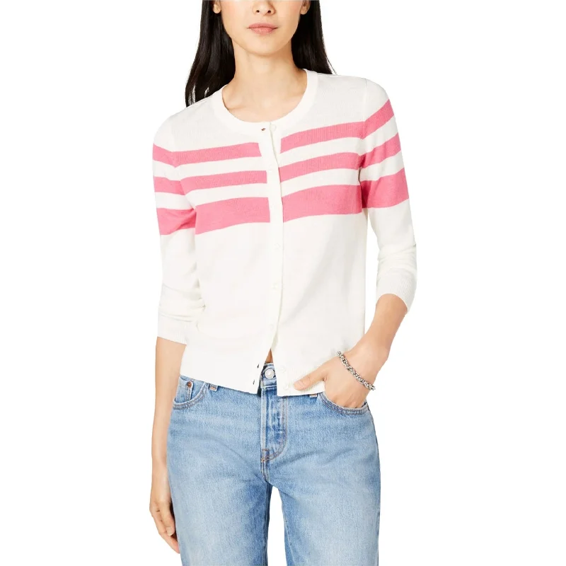 Maison Jules Womens Striped Cardigan Sweater