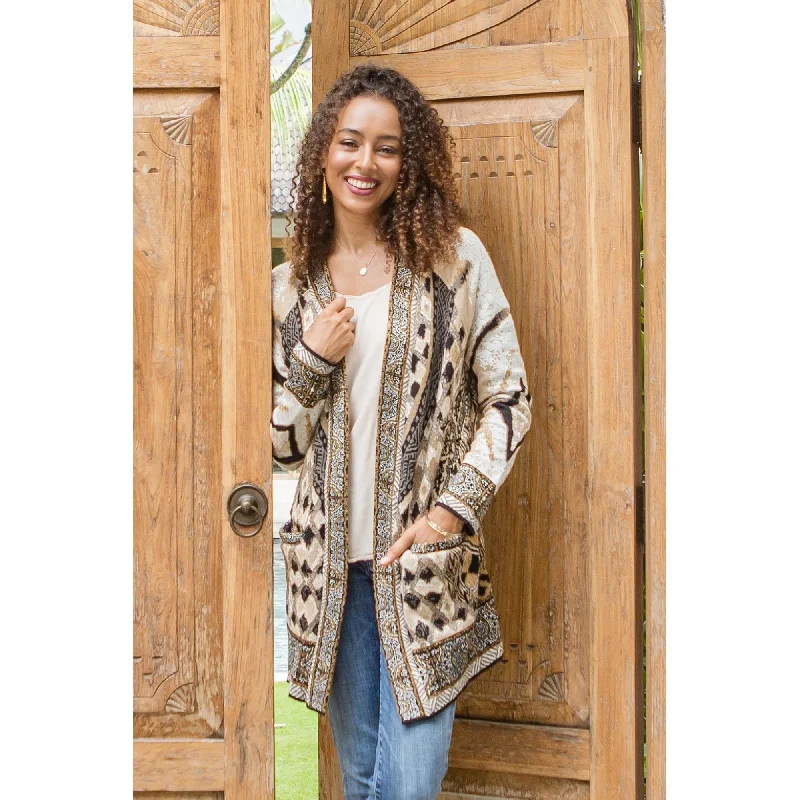 Novica Handmade Architects Delight Jacquard Knit Cardigan