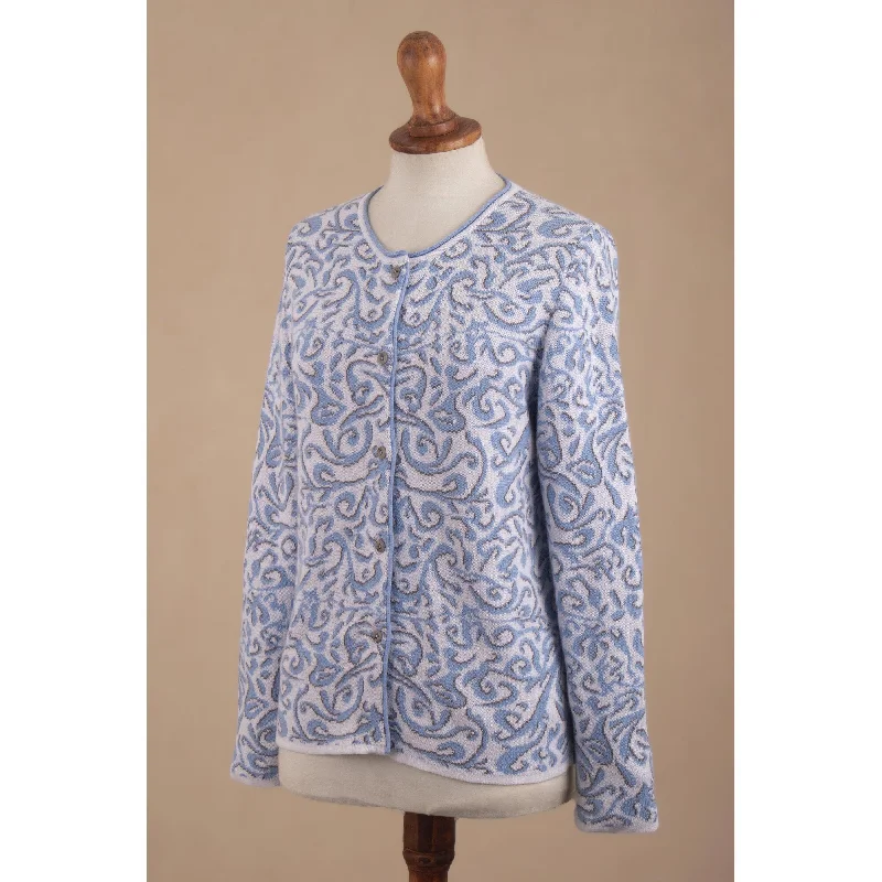 Novica Handmade Miraflores Blue Cotton Cardigan