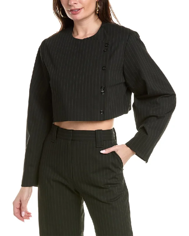 GANNI Stripe Cropped Blazer