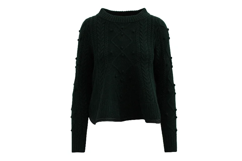 Sacai Luck Flared Hem Pullover in Forest Green Wool